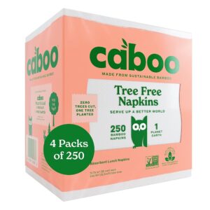 Caboo Tree-Free Napkins – 4 Packs of 250 (Complete 1000 Napkins) – Eco-Pleasant and Disposable Kitchen Napkins