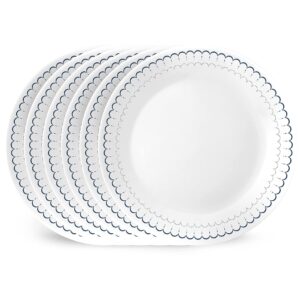 Corelle 6-Piece Set of 10.25″ Spherical Dinner Plates, Light-weight Vitrelle Triple Layer Glass, Massive and Sturdy, Chip and Scratch Resistant, Protected for Microwave and Dishwasher,