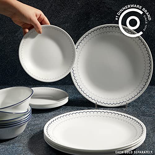 Corelle 6-Piece Set of 10.25" Spherical Dinner Plates, Light-weight Vitrelle Triple Layer Glass, Massive and Sturdy, Chip and Scratch Resistant, Protected for Microwave and Dishwasher,