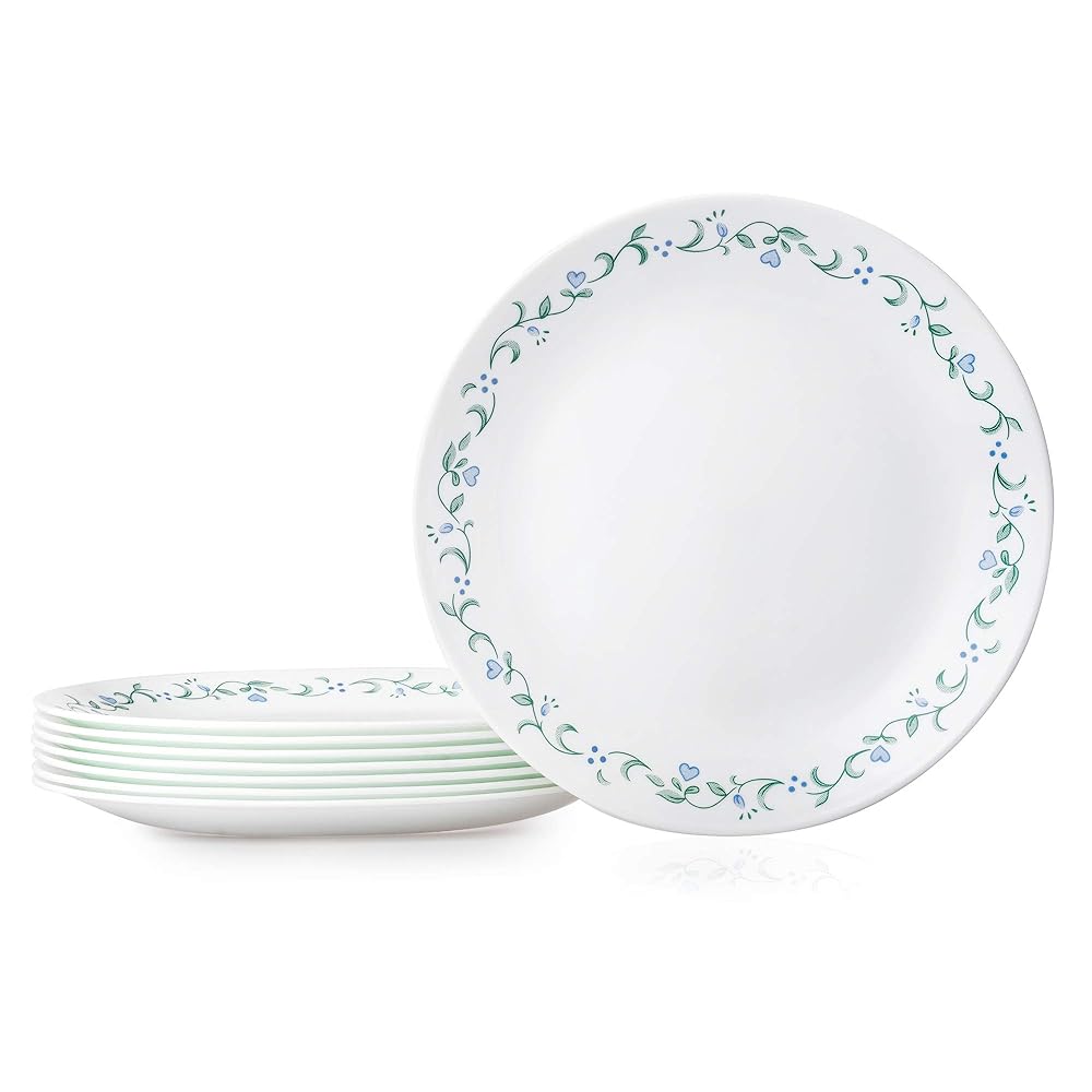 Corelle Vitrelle 8-Piece Dinner Plate Set, Light-weight Spherical Design, Triple-Layer Glass, Chip-Resistant, Nation Cottage Type