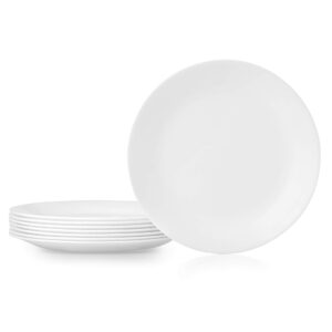 Corelle Vitrelle 8-Piece Dinner Plate Set, Light-weight Spherical Plates, Triple Layer Glass, Chip Resistant, Winter Frost White