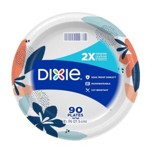 Dixie Medium Disposable Paper Plates, 8.5 Inches, 90 Rely – 2X Stronger*, Microwave-Protected, Soak-Proof, and Minimize Resistant for On a regular basis Meals Together with Breakfast, Lunch, and Dinner