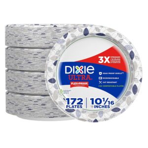 Dixie Extremely Massive 10-Inch Paper Plates, 172 Depend – 3X Stronger, Heavy-Responsibility, Microwave-Protected, Soak-Proof, Lower-Resistant Disposable Plates for Hearty, Messy Meals