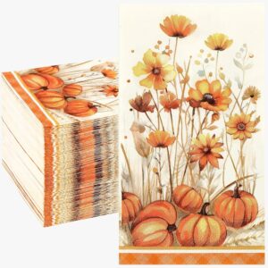 Homlouue 100-Rely Fall Napkins – Thanksgiving Pumpkin Design for Autumn Celebrations, Disposable Paper Towels for Toilet and Kitchen Use